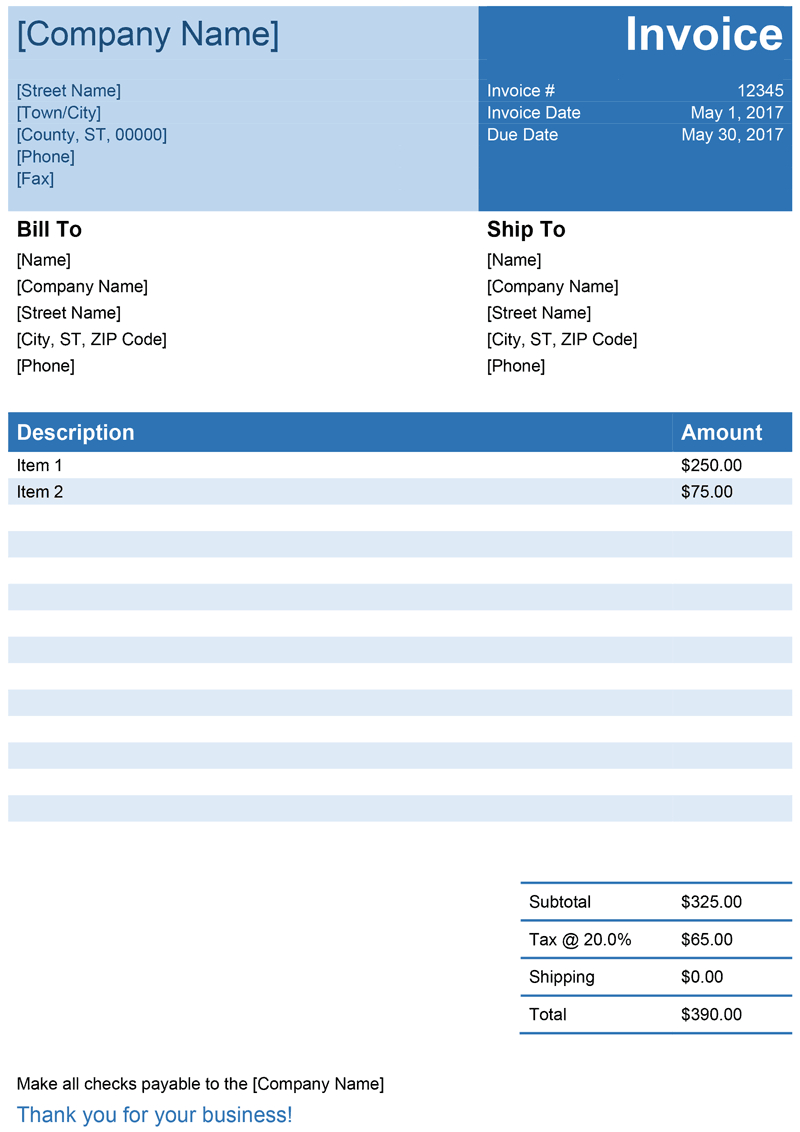 Invoice Template For Word – Free Simple Invoice For Free Invoice Template Word Mac