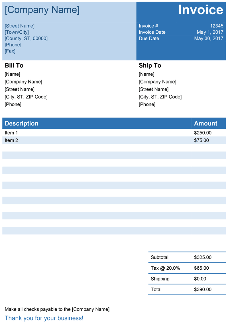 invoice template doc download