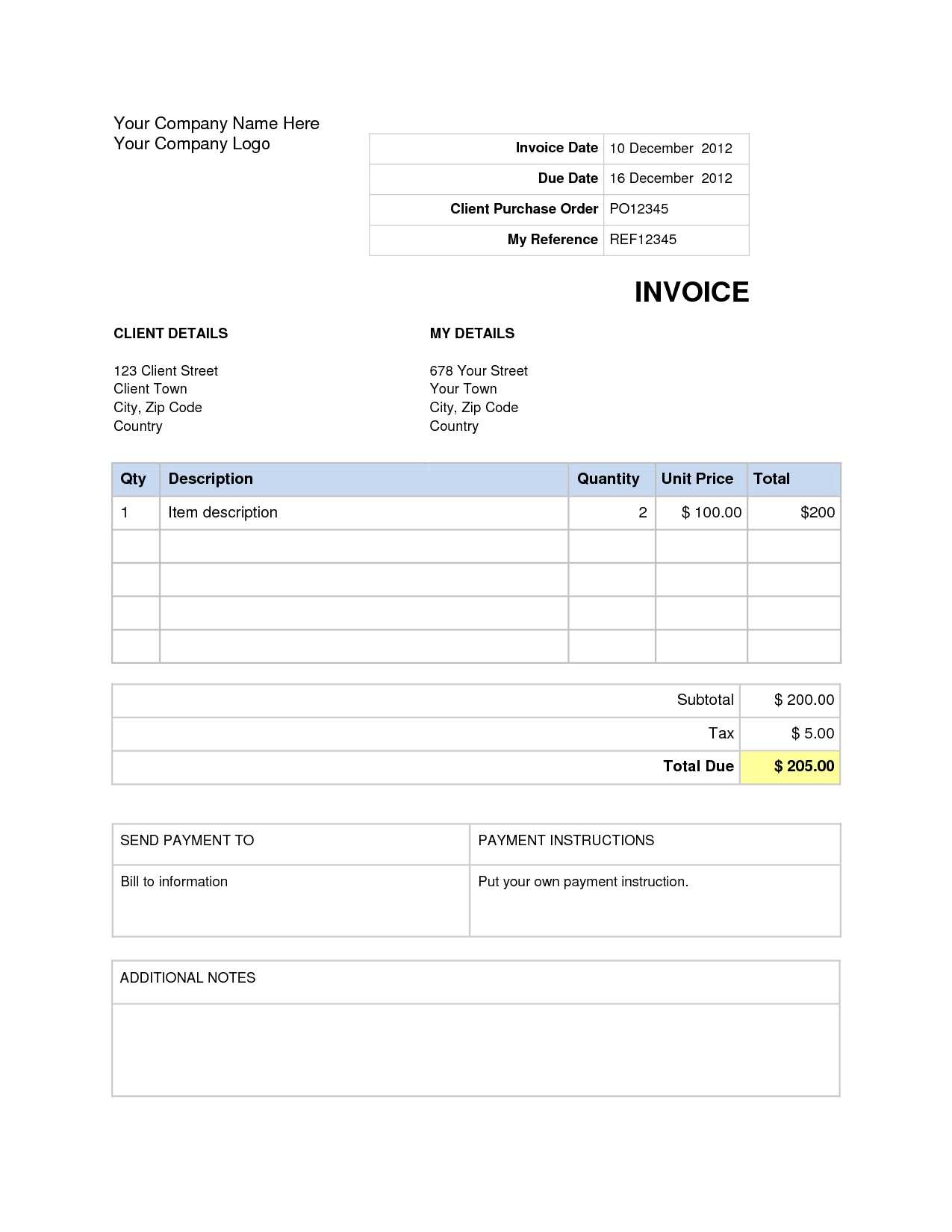 Invoice Template Word 2007 Free Download | Templates Free With Microsoft Office Word Invoice Template