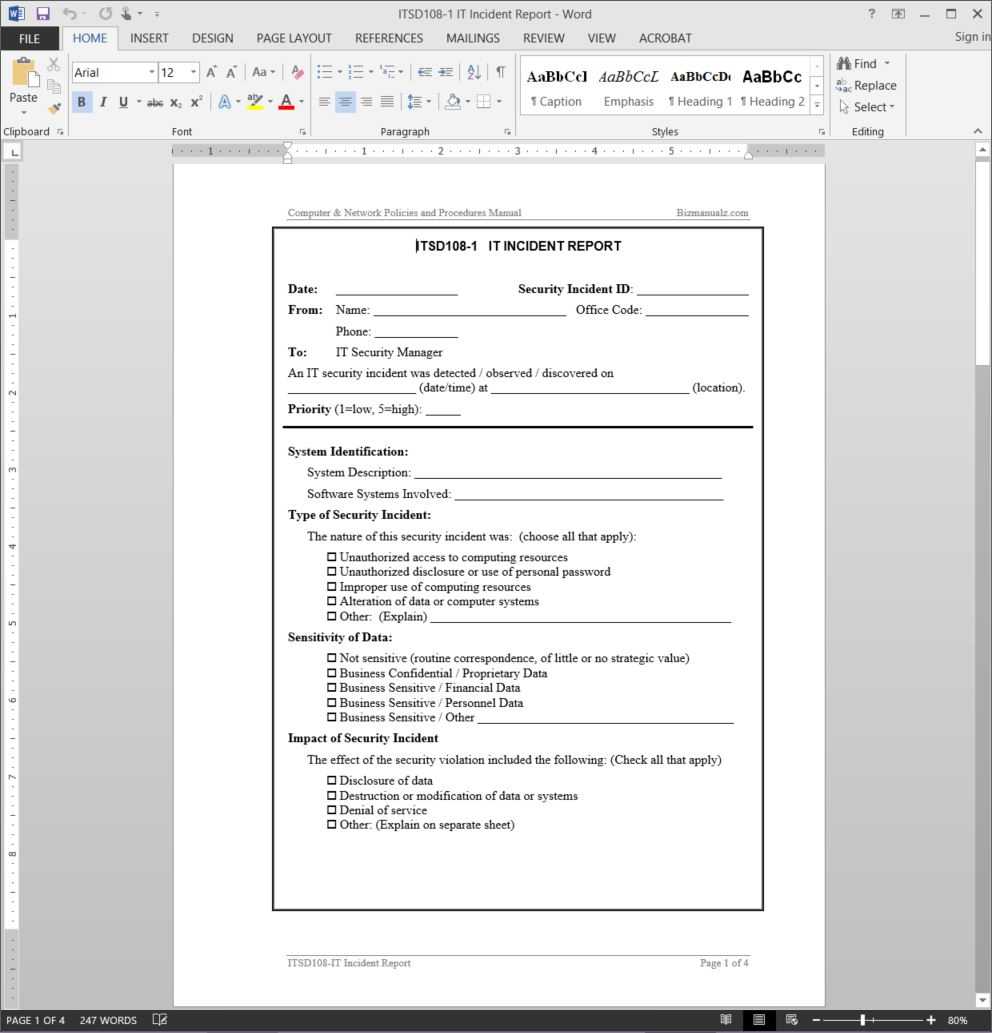 It Incident Report Template | Itsd108 1 Within It Incident Report Template