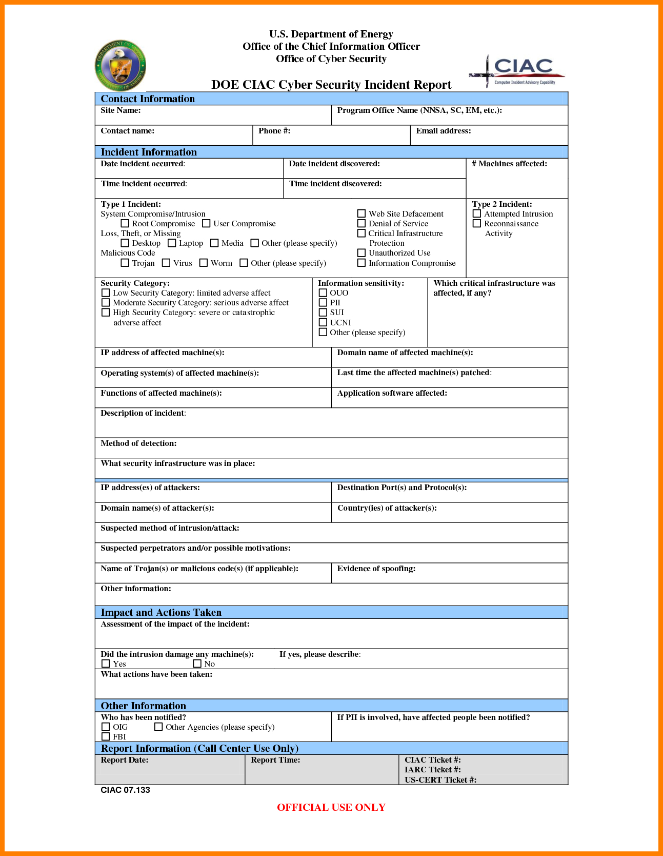 It Security Incident Report Template And 10 Cyber Security Regarding Computer Incident Report Template