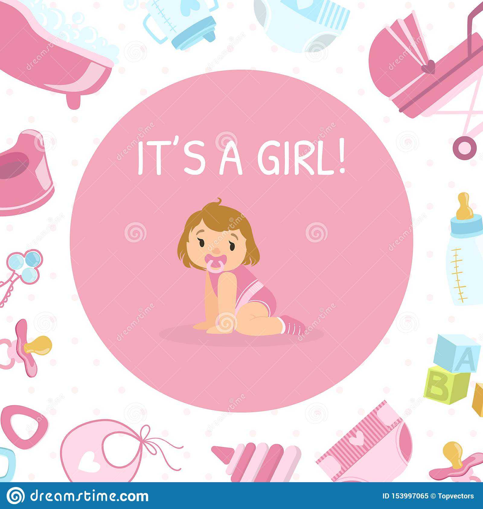 Its Girl, Baby Shower Invitation Banner Template, Pink Card Throughout Baby Shower Banner Template
