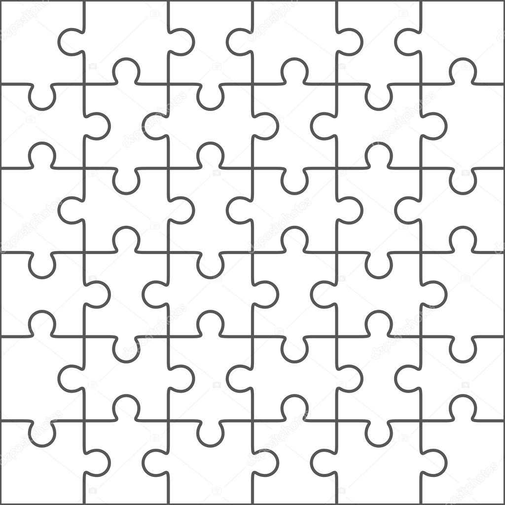 Jigsaw Puzzle Blank Template, 36 Pieces — Stock Vector Pertaining To Blank Jigsaw Piece Template