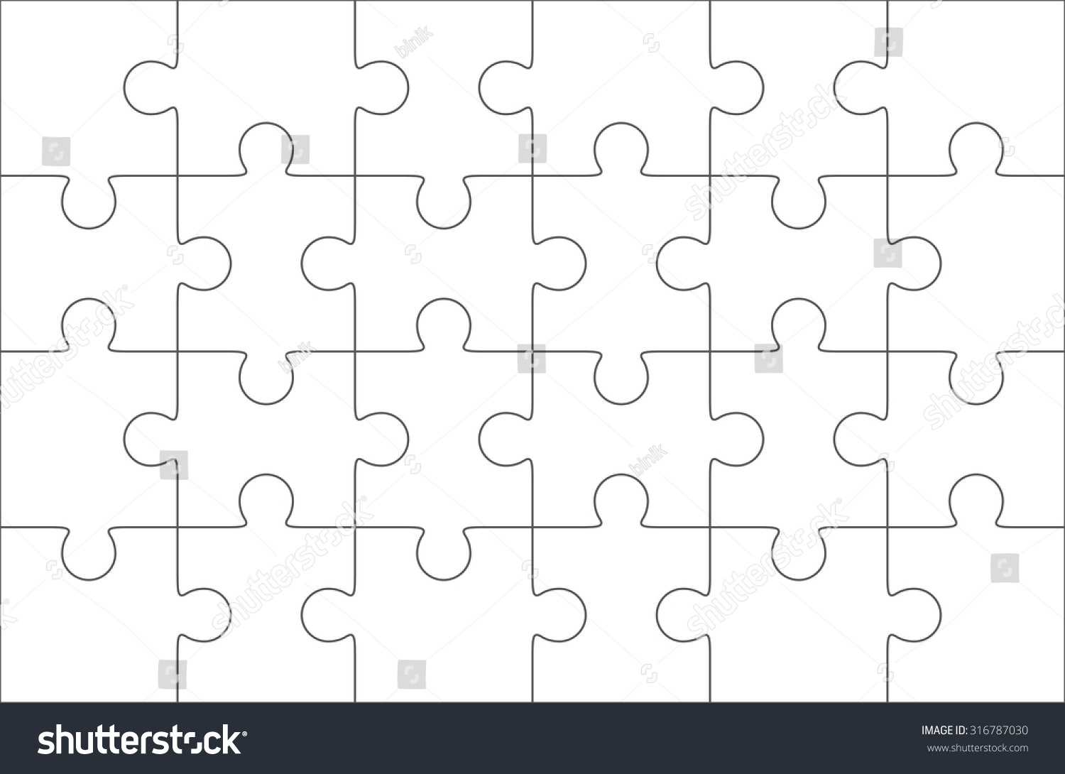Jigsaw Puzzle Blank Template 6X4 Elements Stock Vector Pertaining To Blank Jigsaw Piece Template