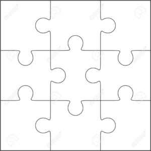 Jigsaw Puzzle Vector, Blank Simple Template 3X3 with Blank Jigsaw Piece Template