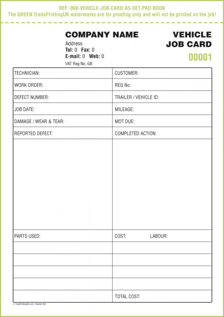 Job Card Sample Doc Vehicle Service Report Forms Ncr With Regard To Ncr Report Template