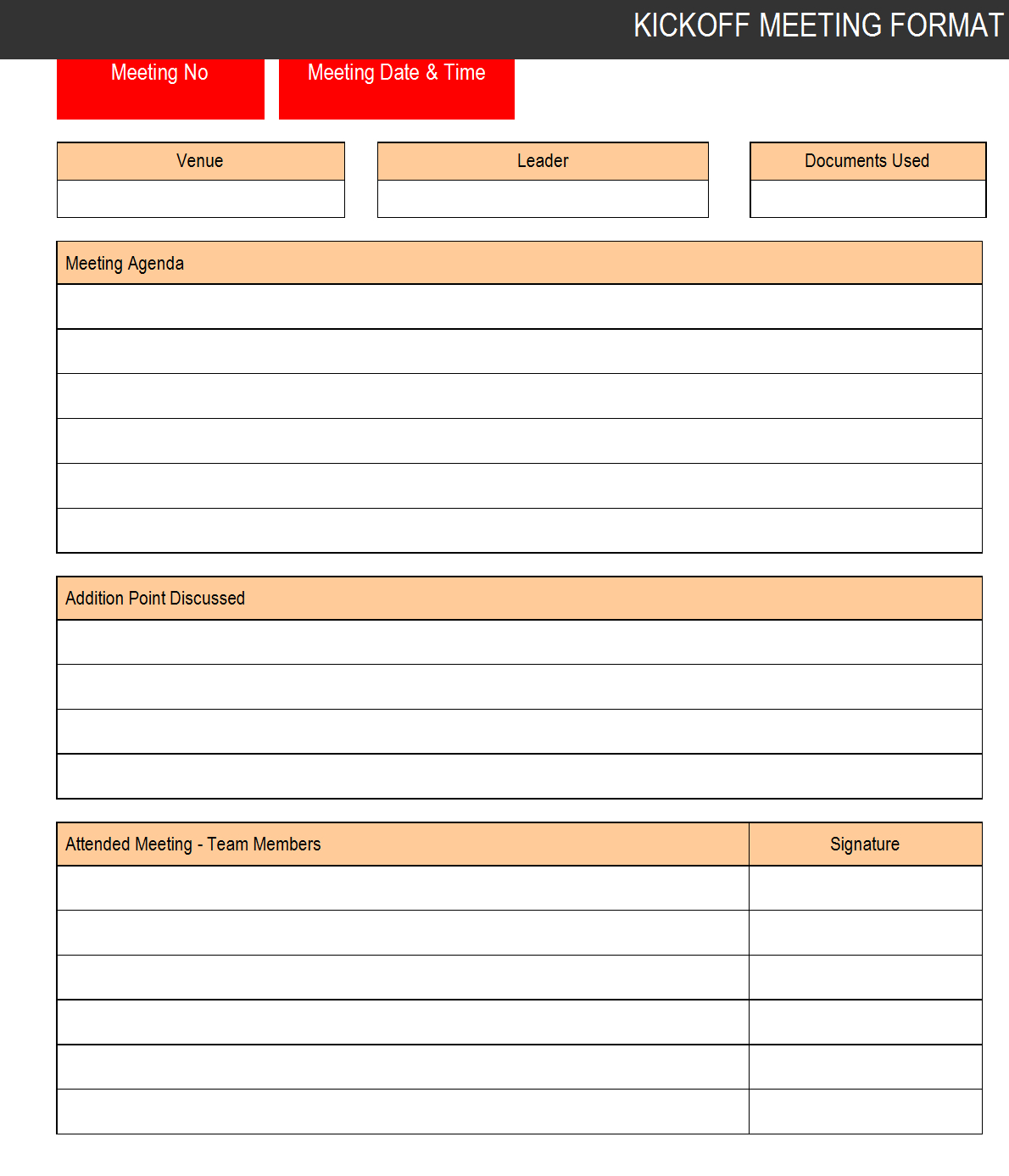 Kickoff Meeting Format – Throughout Free Meeting Agenda Templates For Word