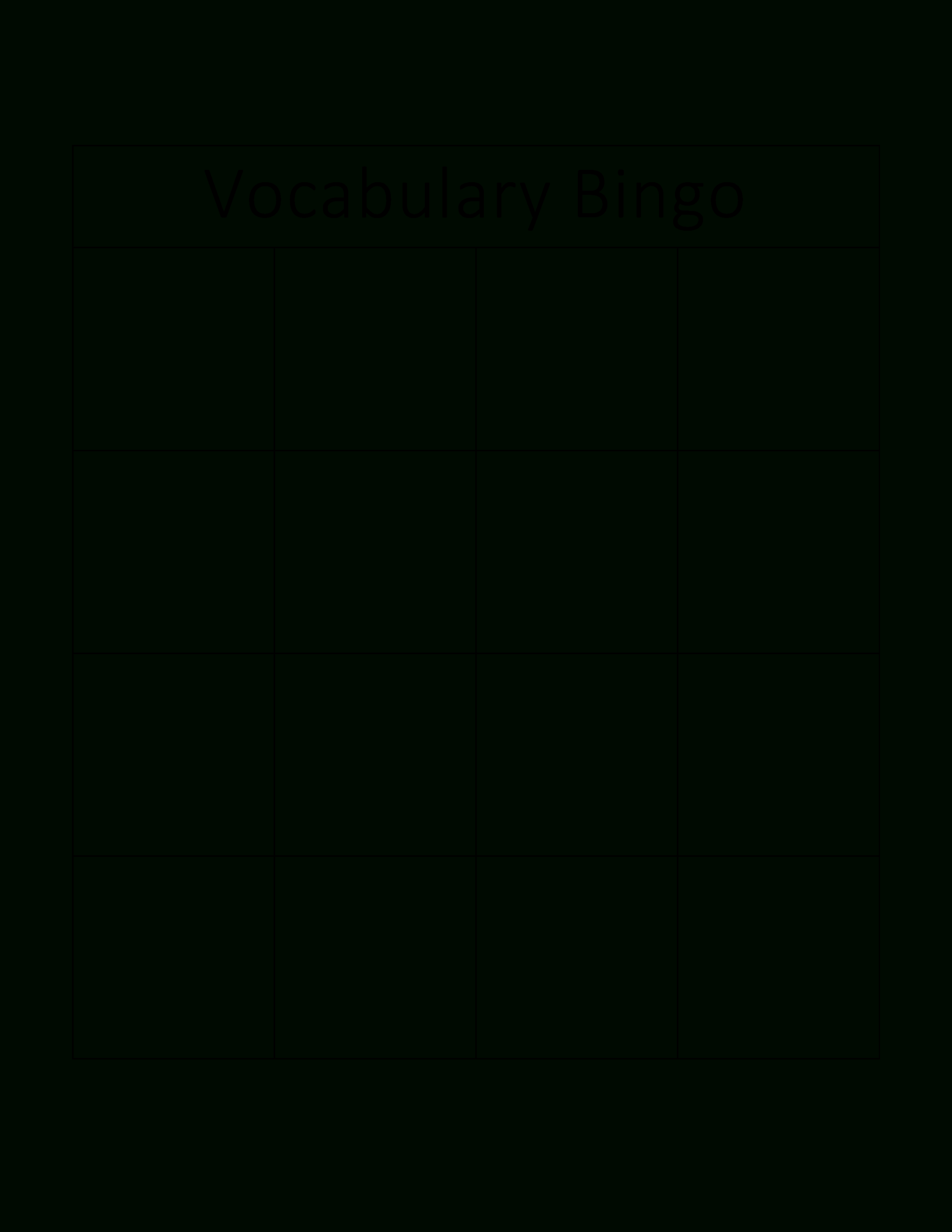 Kostenloses Vocabulary Bingo Card Pertaining To Blank Bingo Card Template Microsoft Word