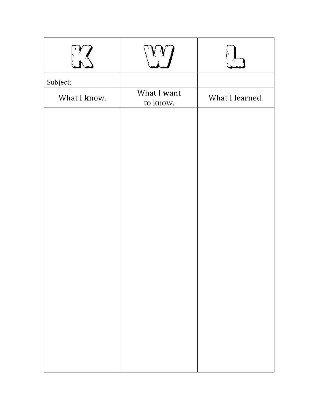 Kwl Template Word Document – Kerren Regarding Kwl Chart Template Word Document