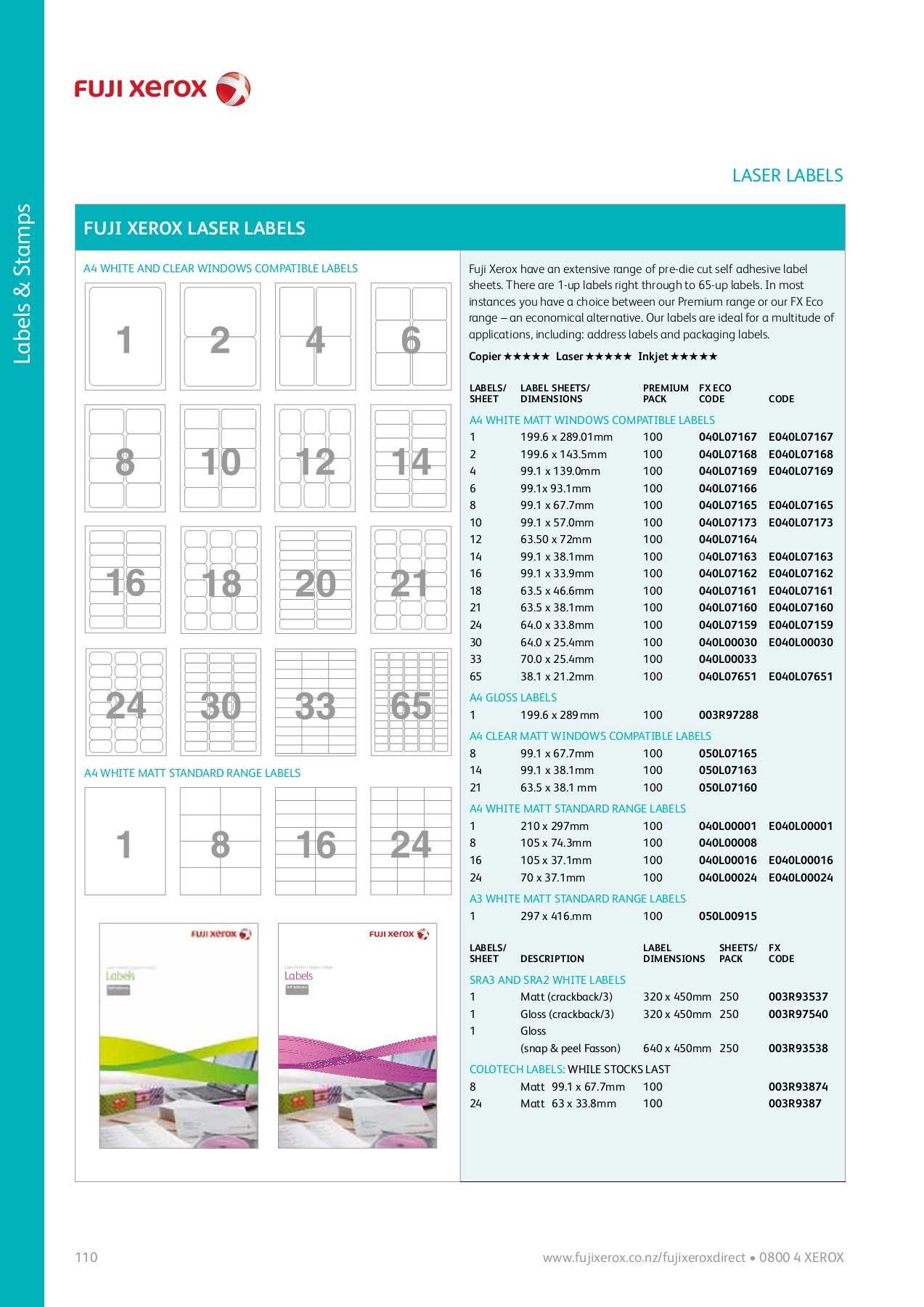 Labels & Stamps – Fuji Xerox Pages 1 – 18 – Text Version In Word Label Template 16 Per Sheet A4