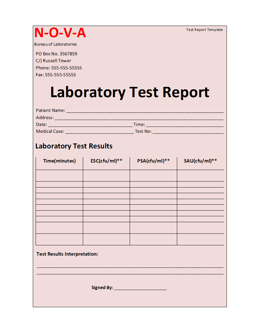 Laboratory Test Report Template Pertaining To Patient Report Form Template Download
