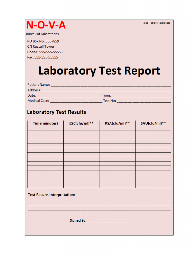 Laboratory Test Report Template With Lab Report Template Word