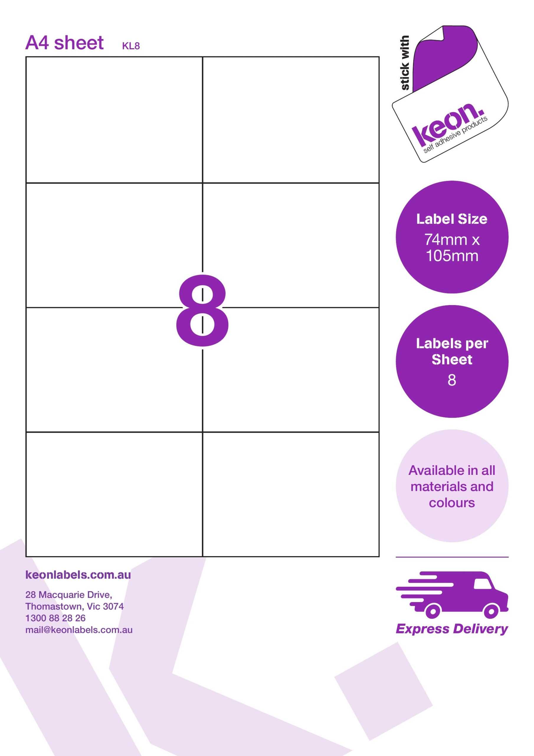 Laser & Inkjet Printer Labels 8 Per Page 500 Sheets Per Box R63 In 8 Labels Per Sheet Template Word