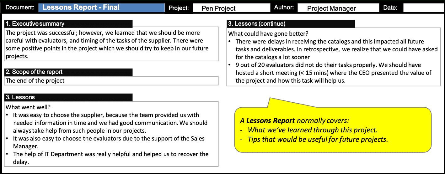 Lessons Report :: Prince2® Wiki Regarding Lessons Learnt Report Template