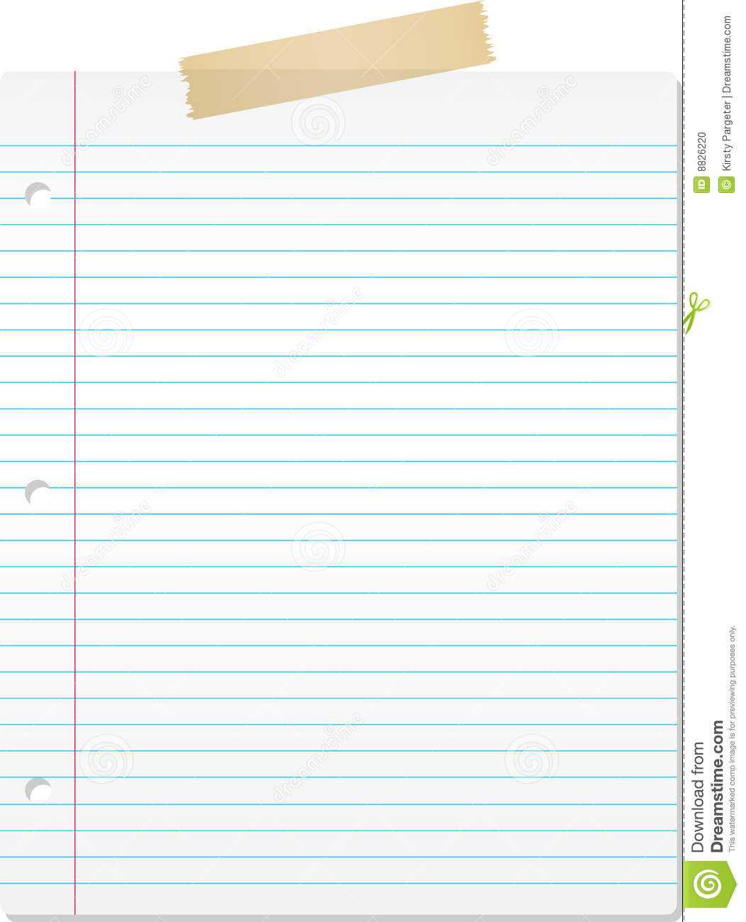 Lined Paper Stock Vector. Illustration Of Supplies, Masking Throughout Microsoft Word Lined Paper Template