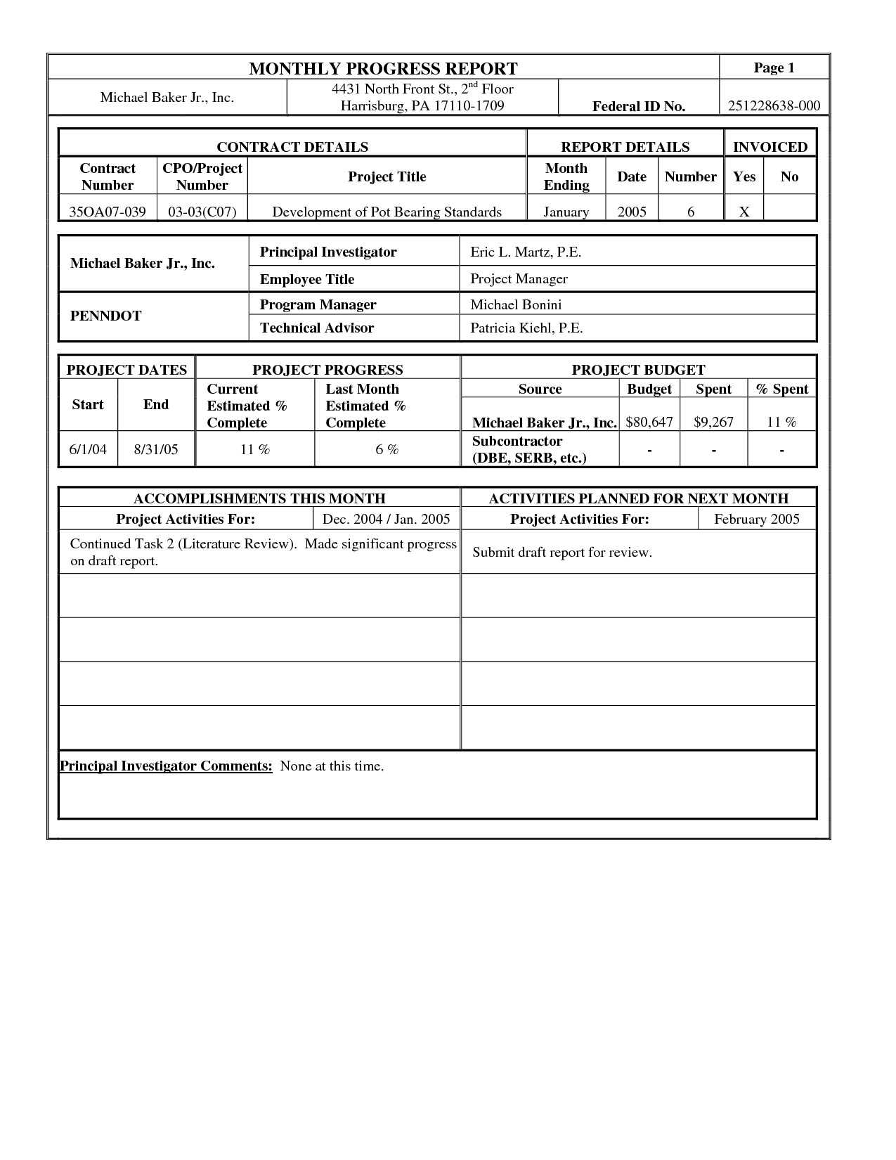 Lovely Monthly Progress Report Template – Superkepo Regarding Monthly Progress Report Template