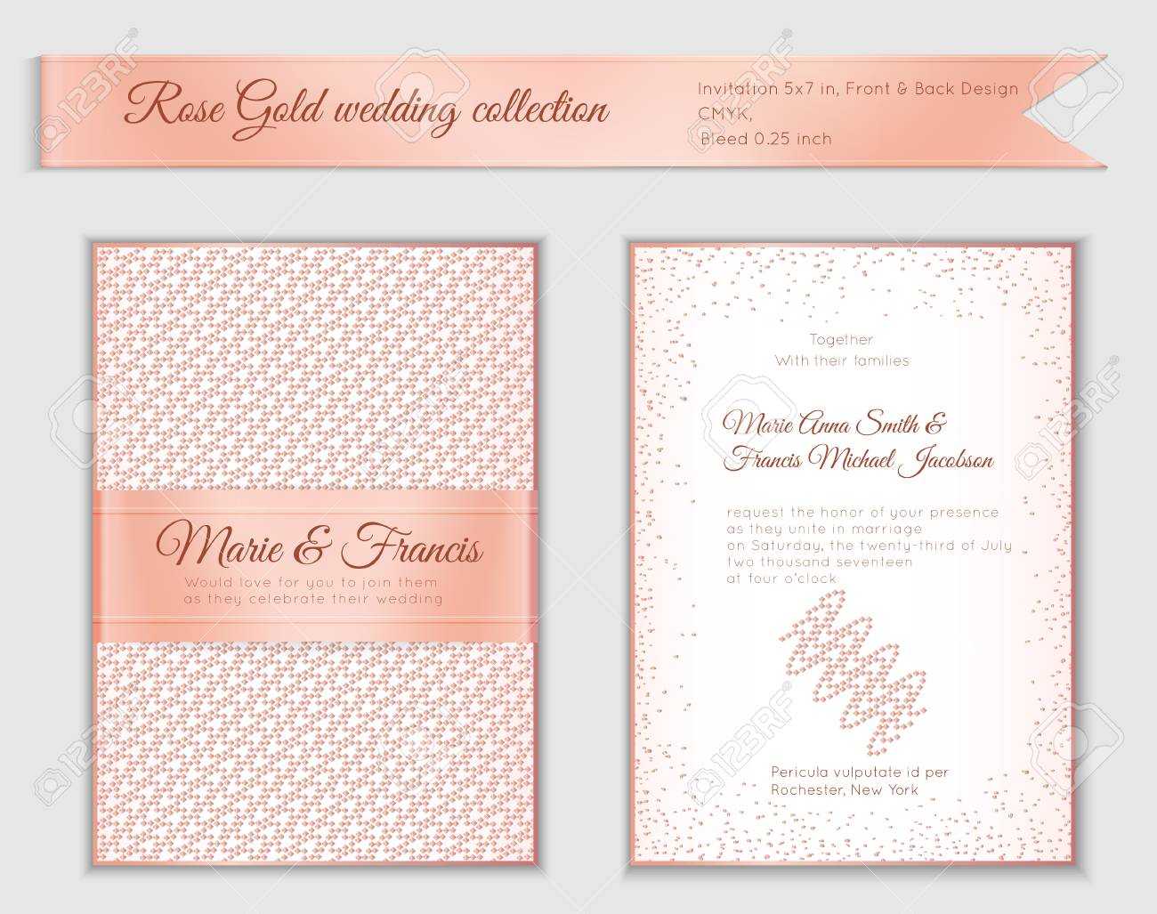 Luxury Wedding Invitation Template With Rose Gold Shiny Realistic.. Regarding Free Bridal Shower Banner Template