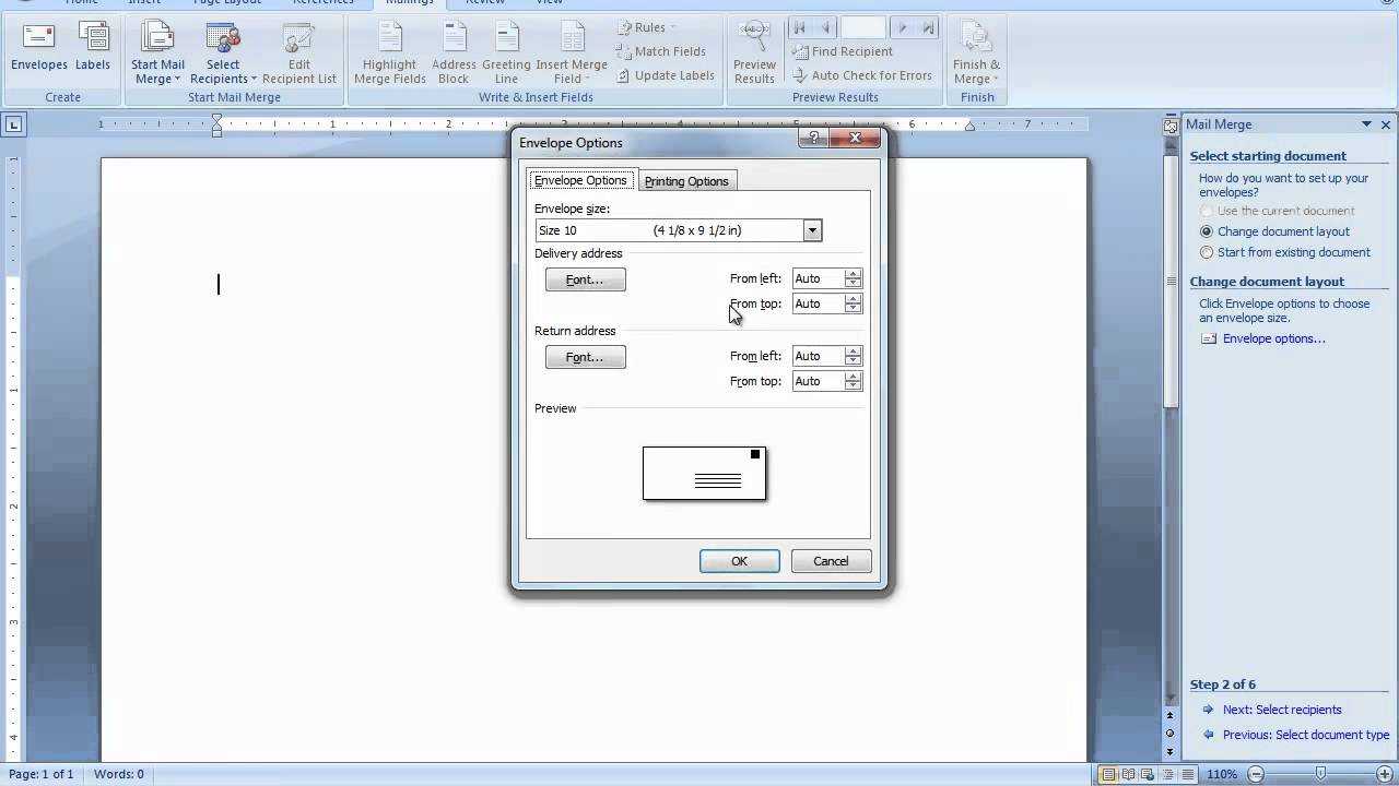 Mail Merge Envelopes In Word 2007 Or Word 2010 Throughout How To Create A Mail Merge Template In Word 2010