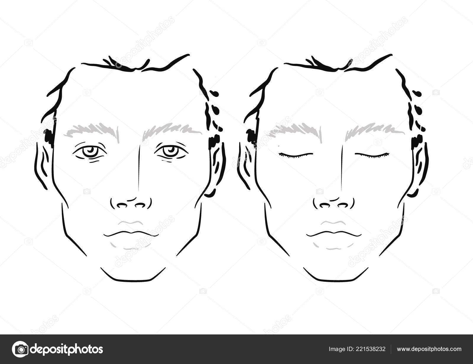 Man Face Chart Makeup Artist Blank Template Illustration Intended For Blank Model Sketch Template