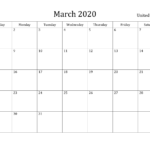 March Printable Calendar 2020 (Free Templates) – 2020 Free Throughout Full Page Blank Calendar Template