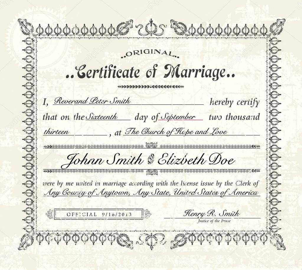 Marriage Certificate Sample – Barati.ald2014 Within Blank Marriage Certificate Template