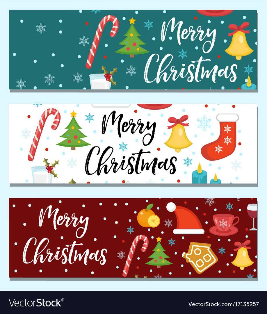 Merry Christmas Set Of Banners Template With For Merry Christmas Banner Template