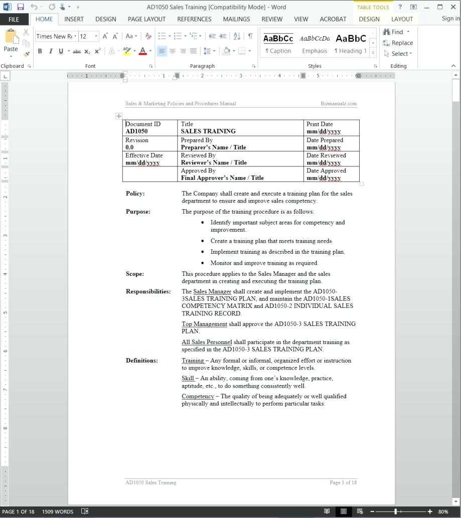 Microsoft Word Handbook Template – Heartwork Throughout Training Manual Template Microsoft Word