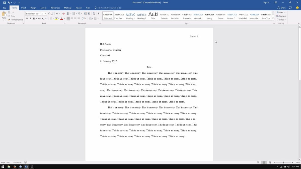 microsoft word mla template