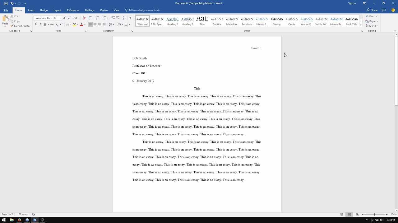 Microsoft Word: How To Set Up An Mla Format Essay (2017) Regarding Mla Format Word Template