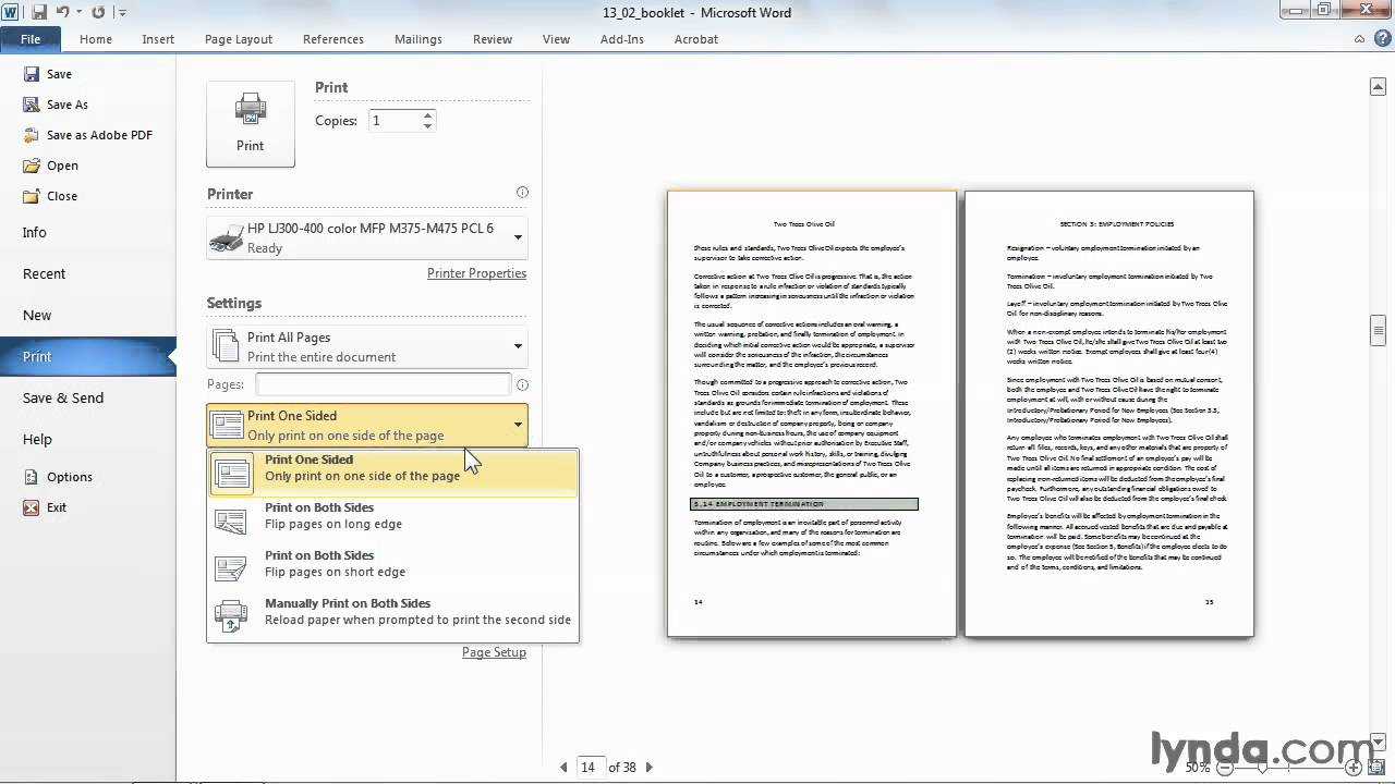 Microsoft Word Tutorial: How To Print A Booklet | Lynda Pertaining To Booklet Template Microsoft Word 2007