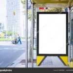 Mock Up Banner Template At Bus Shelter Media Outdoor City With Street Banner Template