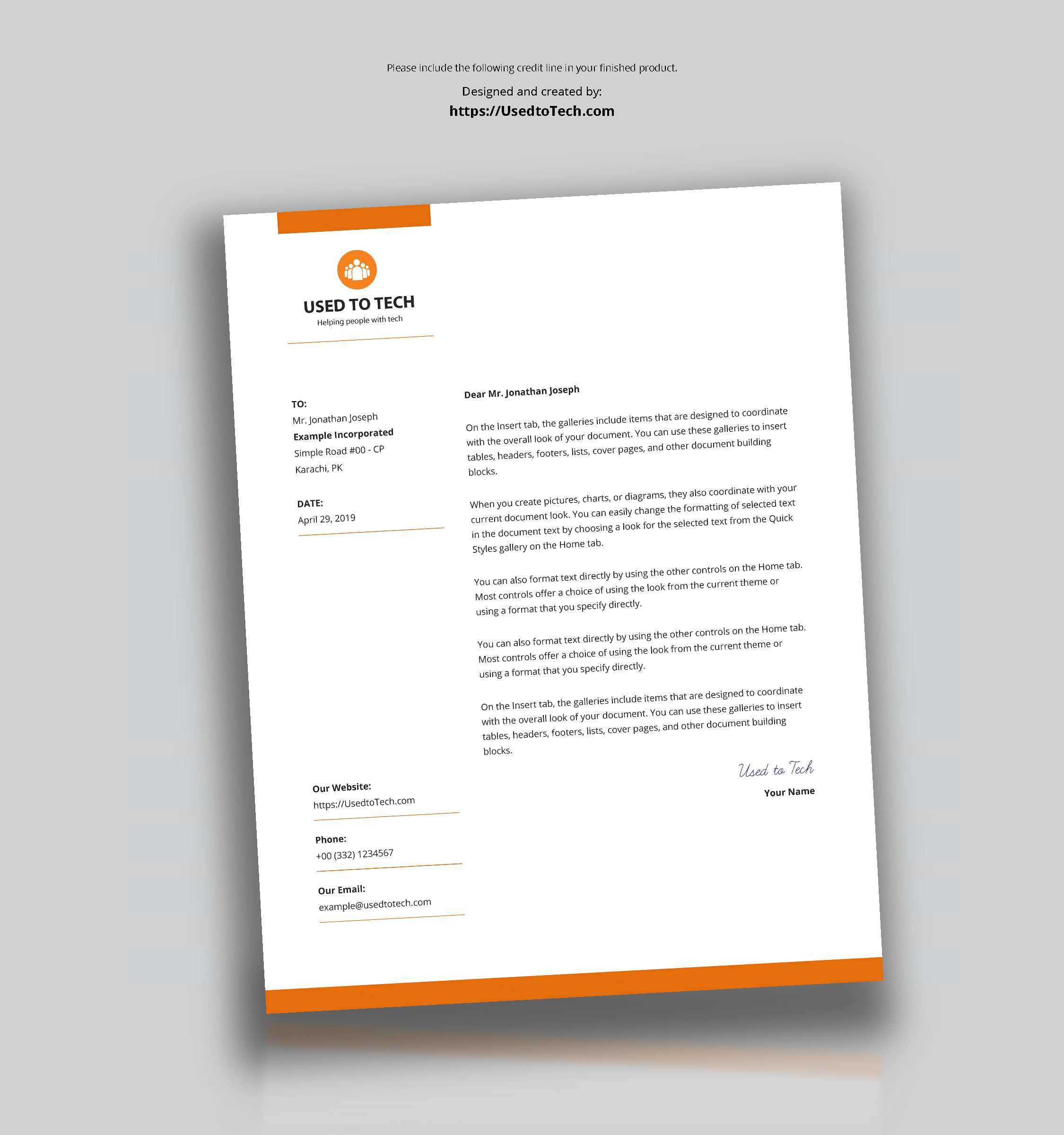 Modern Letterhead Template In Microsoft Word Free – Used To Tech Regarding Free Letterhead Templates For Microsoft Word