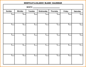 Month At A Glance Blank Calendar Printable | Monthly regarding Month At A Glance Blank Calendar Template