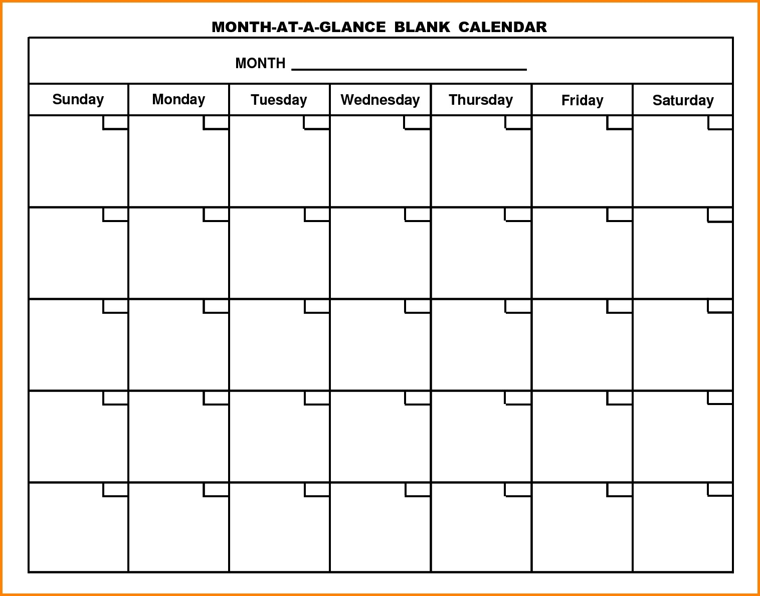 Month At A Glance Blank Calendar Printable | Monthly Regarding Month At A Glance Blank Calendar Template