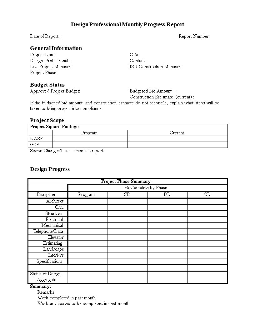 Monthly Progress Report In Word | Templates At For Project Monthly Status Report Template