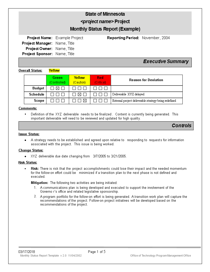 Monthly Status Report | Templates At Allbusinesstemplates In Monthly Status Report Template Project Management