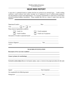 Near Miss Incident Report Example - Tomope.zaribanks.co throughout Near Miss Incident Report Template