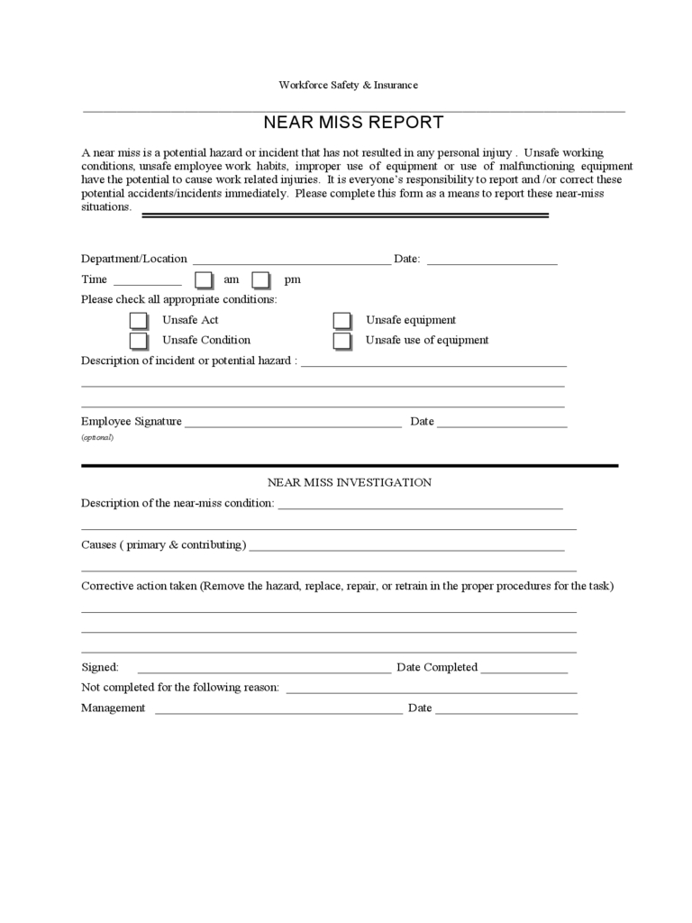 Near Miss Reporting Form – 2 Free Templates In Pdf, Word In Near Miss Incident Report Template