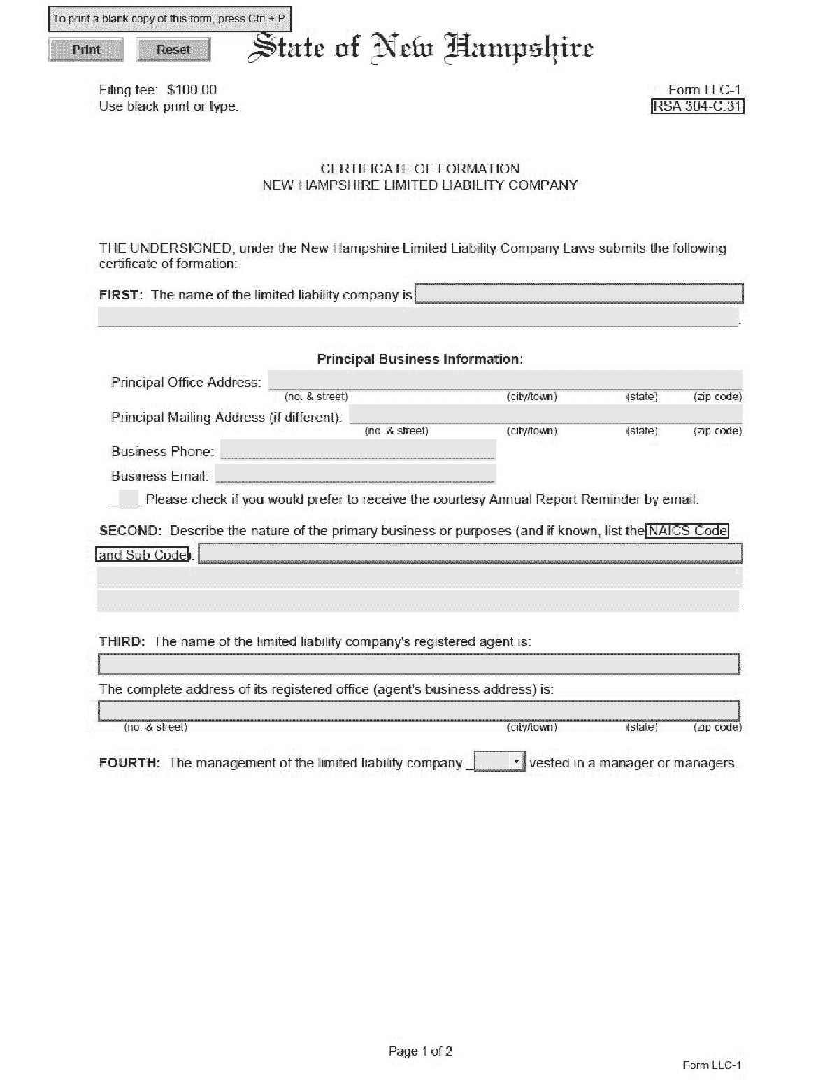 Nh Llc – How To Form An Llc In New Hampshire Inside Llc Annual Report Template