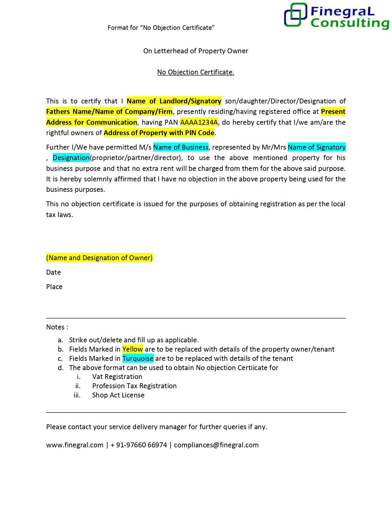 No Objection Certificate Format Template – Google Docs Templates In Noc Report Template