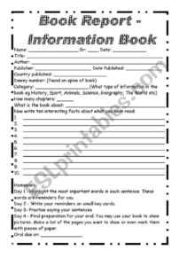 Non Fiction Book Report And Oral Presentation - Esl pertaining to Nonfiction Book Report Template