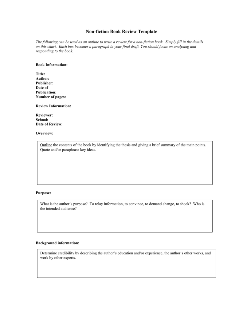 Non Fiction Book Review Template Inside Nonfiction Book Report Template
