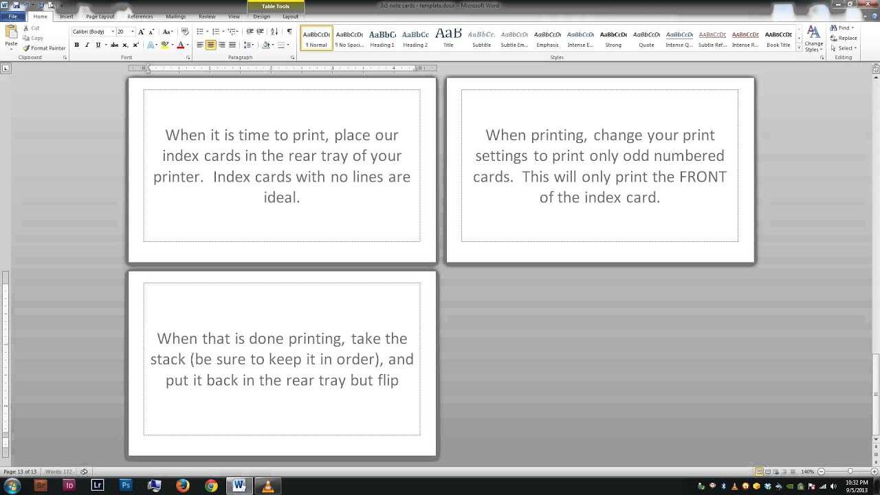 Note/index Cards – Word Template Inside Microsoft Word Index Card Template