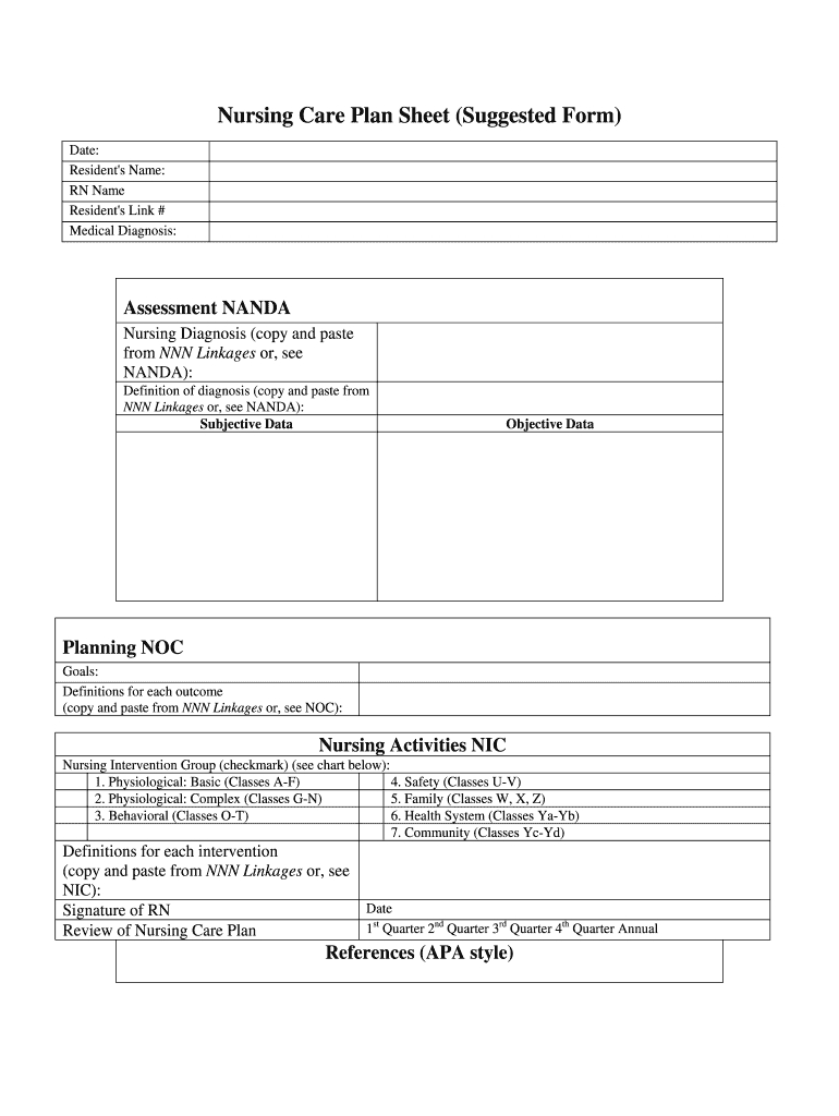 Nursing Care Plan Template Pdf Download – Fill Out And Sign Printable Pdf  Template | Signnow In Nursing Care Plan Templates Blank