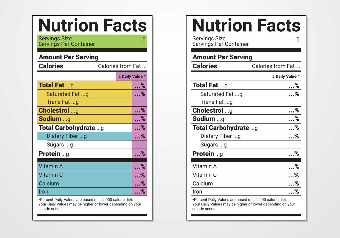 Nutrition Facts Label Vector Templates - Download Free For Nutrition Label Template Word