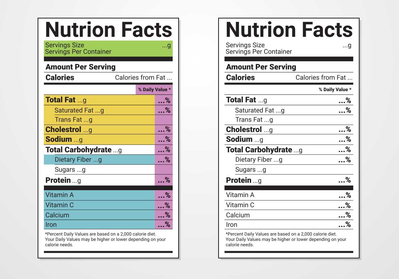 Nutrition Facts Label Vector Templates - Download Free Pertaining To Food Label Template Word