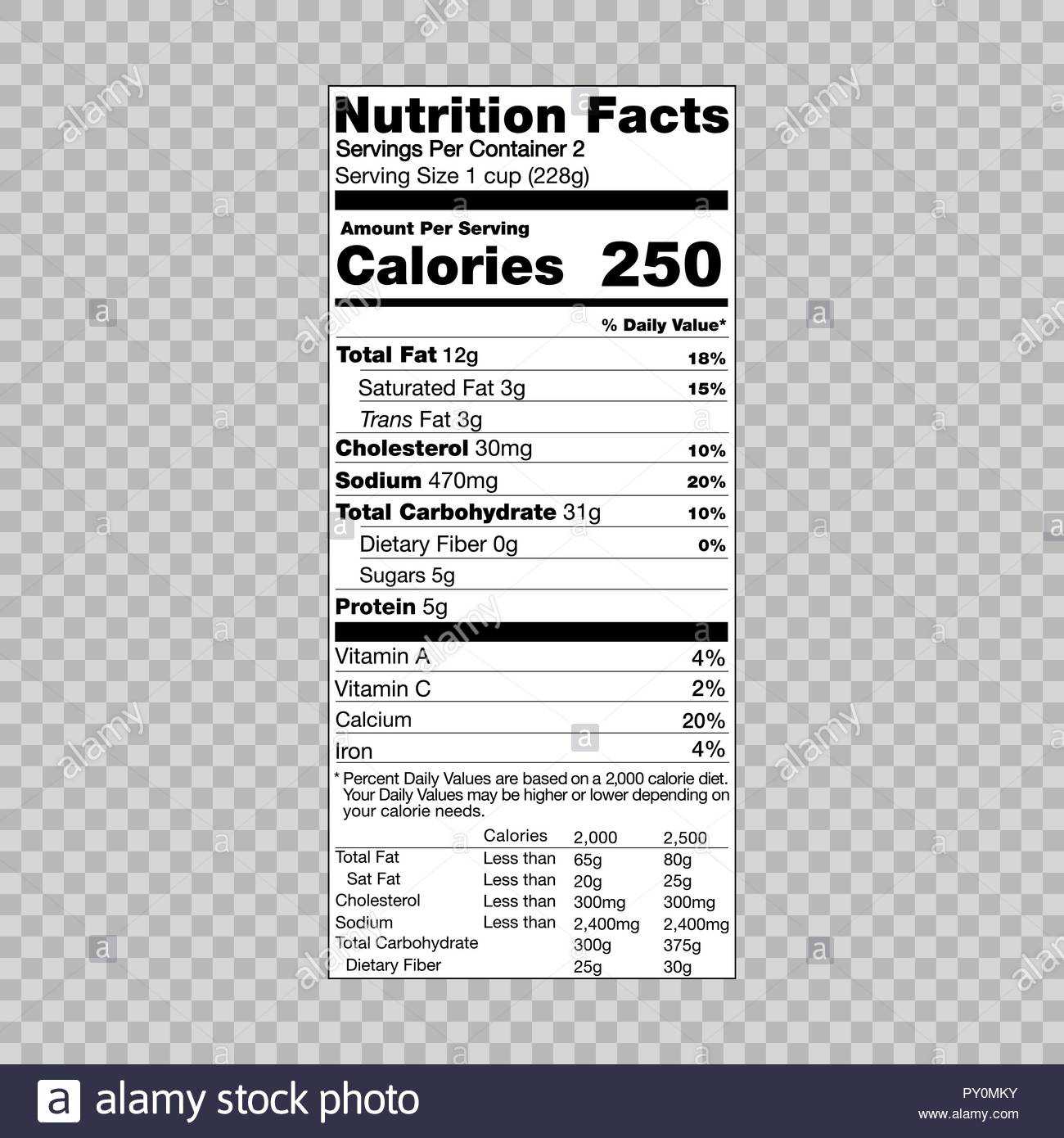 Nutrition Facts Stock Vector Images – Alamy Inside Nutrition Label Template Word