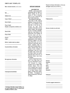 Obituary Template - Fill Online, Printable, Fillable, Blank within Fill In The Blank Obituary Template