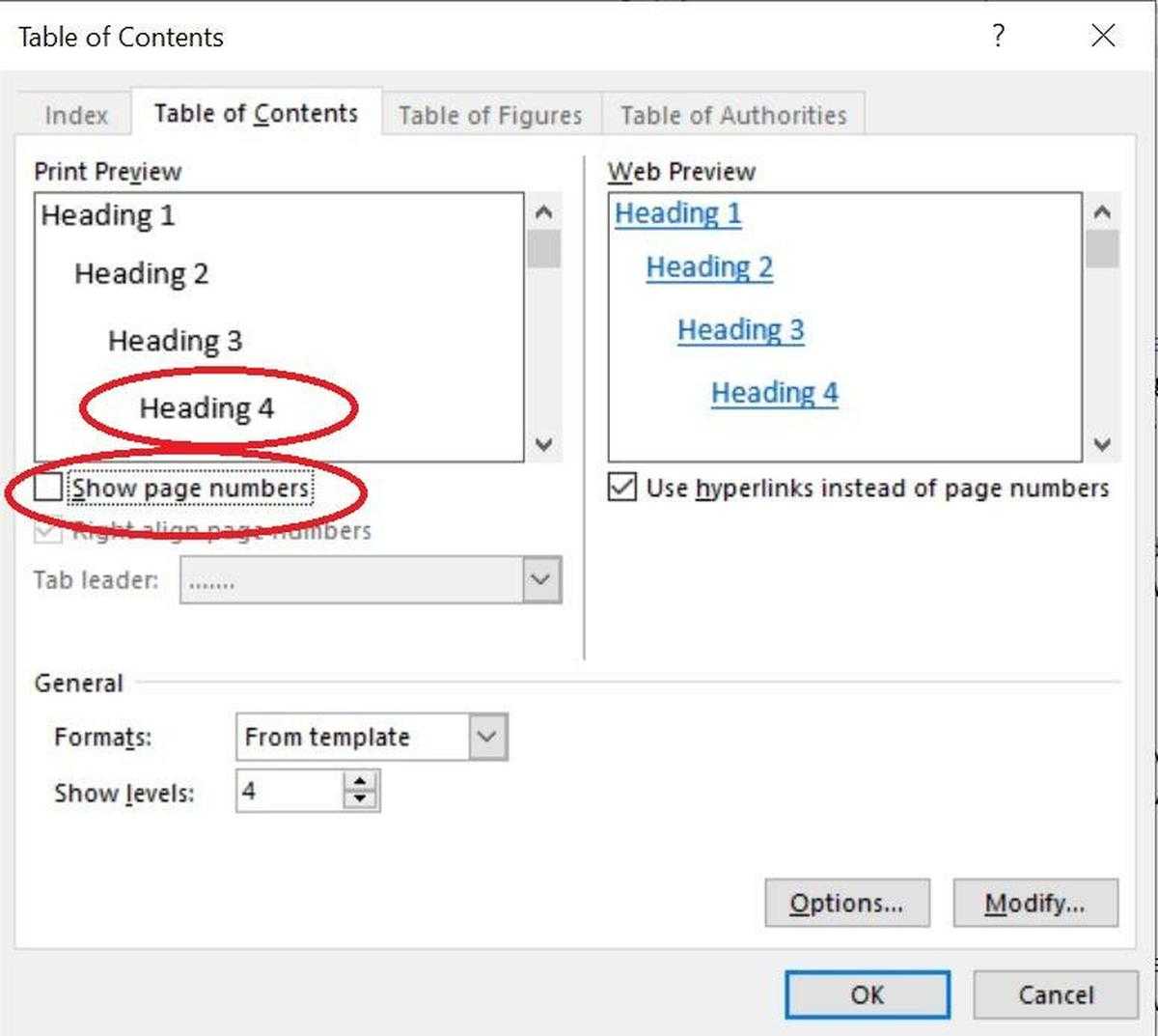 Office Q&a: How To Remove Page Numbers From A Table Of With Contents Page Word Template