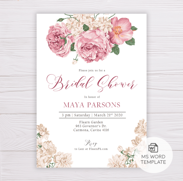 Gardens Blank Bridal Shower Invitation Instant Download Inside